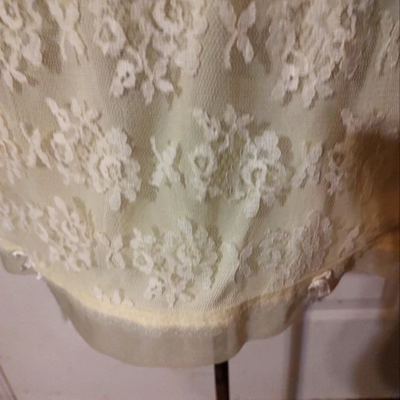 🔸💛🔸Divine Vintage 50's Buttercup Yellow Floral Lace & Satin Bow Slip - S/M - Picture 7 of 16